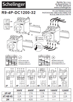 Schelinger Schalter-Trenner PV 4P 32A 1200DC 8kV A11-R9-4P-DC1200-32