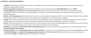 SOIXX Hutschienenhalter für Shelly MINI Wave und 2x WAGO-Verbindungsklemmen gerade