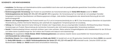 SOIXX Hutschienenhalter für Shelly MINI Wave und 2x WAGO-Verbindungsklemmen 90 Grad