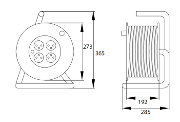 Bemko Kabeltrommel mit 4 Steckdosen mit +""0"" 15m 3x1,5mm2" B16-DG-4ZRS05-15