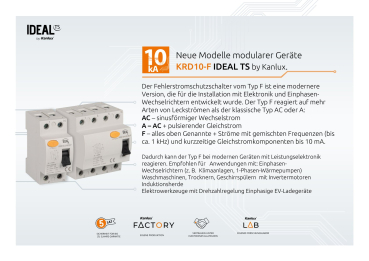 Preview: Fehlerstromschutzschalter Typ-F 63A 4P 300mA KRD10-4/63/300-F FI-Schalter IDEAL 45783