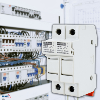Preview: Schelinger Sicherungshalter 2-Polig Fuse Base für 2x Einsätze 10x38 1000V DC max. 32A A13-FHB-2P-DC1000-32