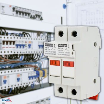 Preview: Schelinger Sicherungshalter 2-Polig Fuse Base für Einsätze 10x38 1000V DC max. 32A