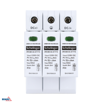 Schelinger Überspannungsschutz 3P 8kA DC 1200V Typ T1+T2 (B+C) A53-SPD-MOV-DC-3P-T1T2