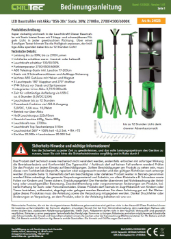 30W LED Baustrahler mit Akku "BSA-30s" Stativ 2700lm 2700K 4500K 6000K 24028