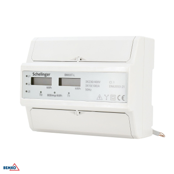 Preview: Schelinger Stromzähler 3-Phasen 10(100)A elektronisch IP51 Energiezähler Zweitarif A30-BM03T-L