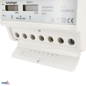 Preview: Schelinger Stromzähler 3-Phasen 10(100)A elektronisch IP51 Energiezähler Zweitarif A30-BM03T-L