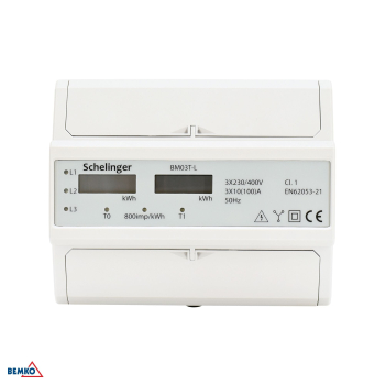 Schelinger Stromzähler 3-Phasen 10(100)A elektronisch IP51 Energiezähler Zweitarif A30-BM03T-L