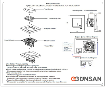Gunsan Eqona Taster Licht mit Beleuchtung Weiss UP 01401100200106