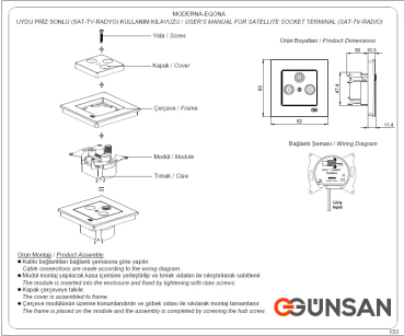 Preview: Gunsan Eqona Multimedia Sat TV Radio Enddose Antennendose Weiss UP 01401100100153