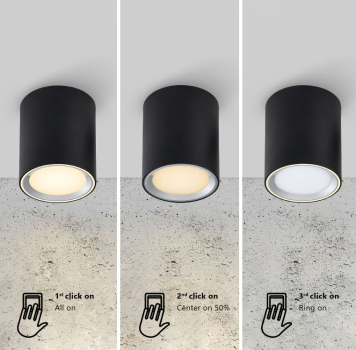 LED Deckenleuchte Nordlux FALLON Anbau schwarz Ø10 8,5W 500Lm warmweiß 47540103