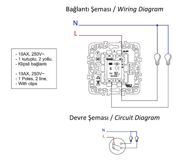 Preview: Gunsan Visage 2-fach Serienschalter Weiss mit Beleuchtung Zweifachschalter
