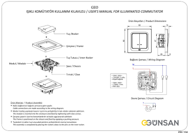 Preview: Gunsan Visage 2-fach Serienschalter Weiss mit Beleuchtung Zweifachschalter