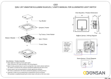 Preview: Gunsan Moderna Taster Licht mit Beleuchtung Unterputz Weiss