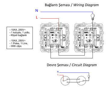 Preview: Gunsan Visage Wechselschalter mit Beleuchtung Schalter Unterputz Weiss