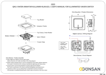 Preview: Gunsan Visage Wechselschalter mit Beleuchtung Schalter Unterputz Weiss