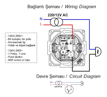 Preview: Gunsan Visage Klingeltaster Taster-Klingel Unterputz Weiss 16A 250V