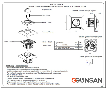 Preview: Dimmer Switch Visage dunkelsilber 1000W/VA Unterputz Helligkeitsregler gunsan