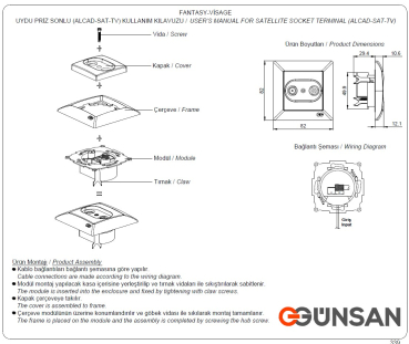 Preview: Durchgangsdose Gunsan Visage Sat TV Steckdose Weiss 01281100100317