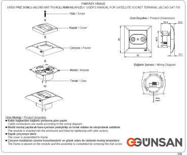 Preview: Gunsan Visage Sat TV Antennendose Steckdose Weiss, Rahmen + Einsatz