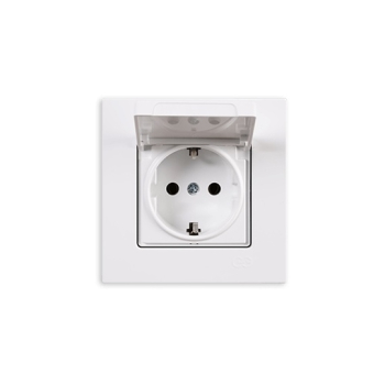 Gunsan Eqona Steckdose Weiss Unterputz mit Deckel 01401100200117