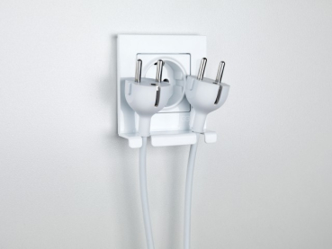 Gunsan Eqona Pratic Steckdose mit 2 Steckerhalterungen Weiss Unterputz 01401105100115
