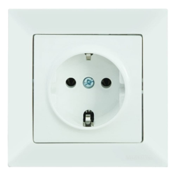 Candela Steckdose Mutlusan geerdet Unterputz weiss - Rahmen + Einsatz