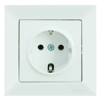 Preview: Candela Steckdose Mutlusan geerdet Unterputz weiss - Rahmen + Einsatz