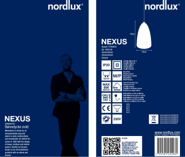 Preview: Pendel Nexus 10 77253033 Nordlux Chrome Hängeleuchte ohne Leuchtmittel