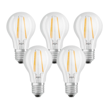 5er Set Osram LED Lampe E27 7W A60 klar 2700K warmweiss Filament 806Lm