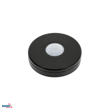 Bemko Bewegungsmelder 360° IP65 Aufputz PIR Sensor schwarz, LED geeignet, B50-SES06BL