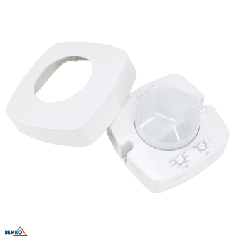Preview: Bemko Bewegungsmelder 2000W/1000W LED, 360° Zone 4x20m IP20 Aufputz IR weiss B50-SES08WH