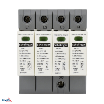 Schelinger Überspannungsschutz 4P 8kA(10/350) Typ T1+T2 (B+C) A51-SPD02-4P-B+C