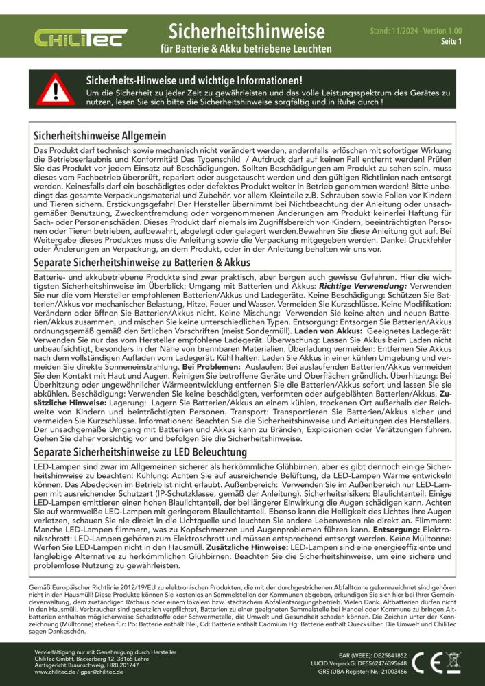 LED Akkuleuchte "CT-AKL3" CCT 3000/4000/6000K Klemmleuchte weiss 24050