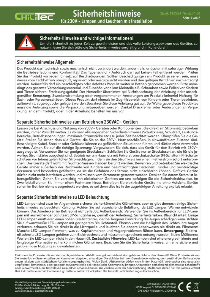 ChiliTec Netzkabel mit Fußschalter blanke Enden 2m schwarz 22520