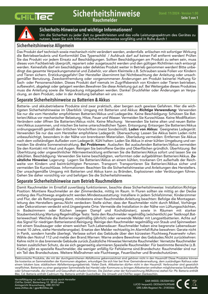 ChilItec Magnetisches Befestigungs-Set für Rauchmelder & Gasmelder 21815