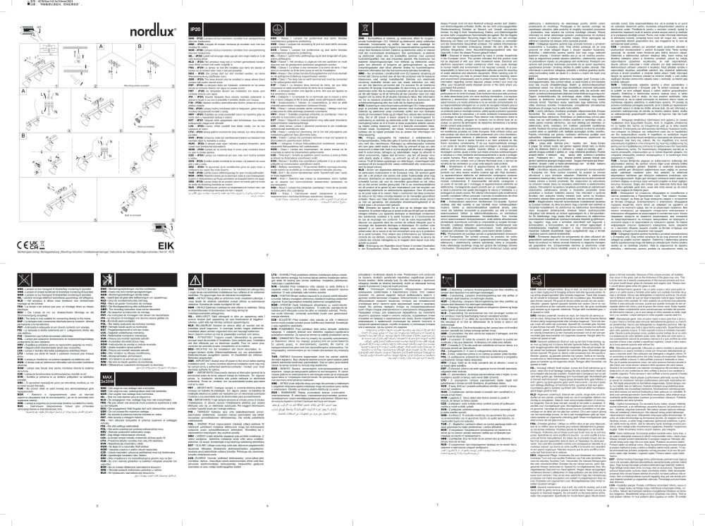 Nordlux Deckenleuchte Wandleuchte Eik 3xGU10 Schwarz 45780103