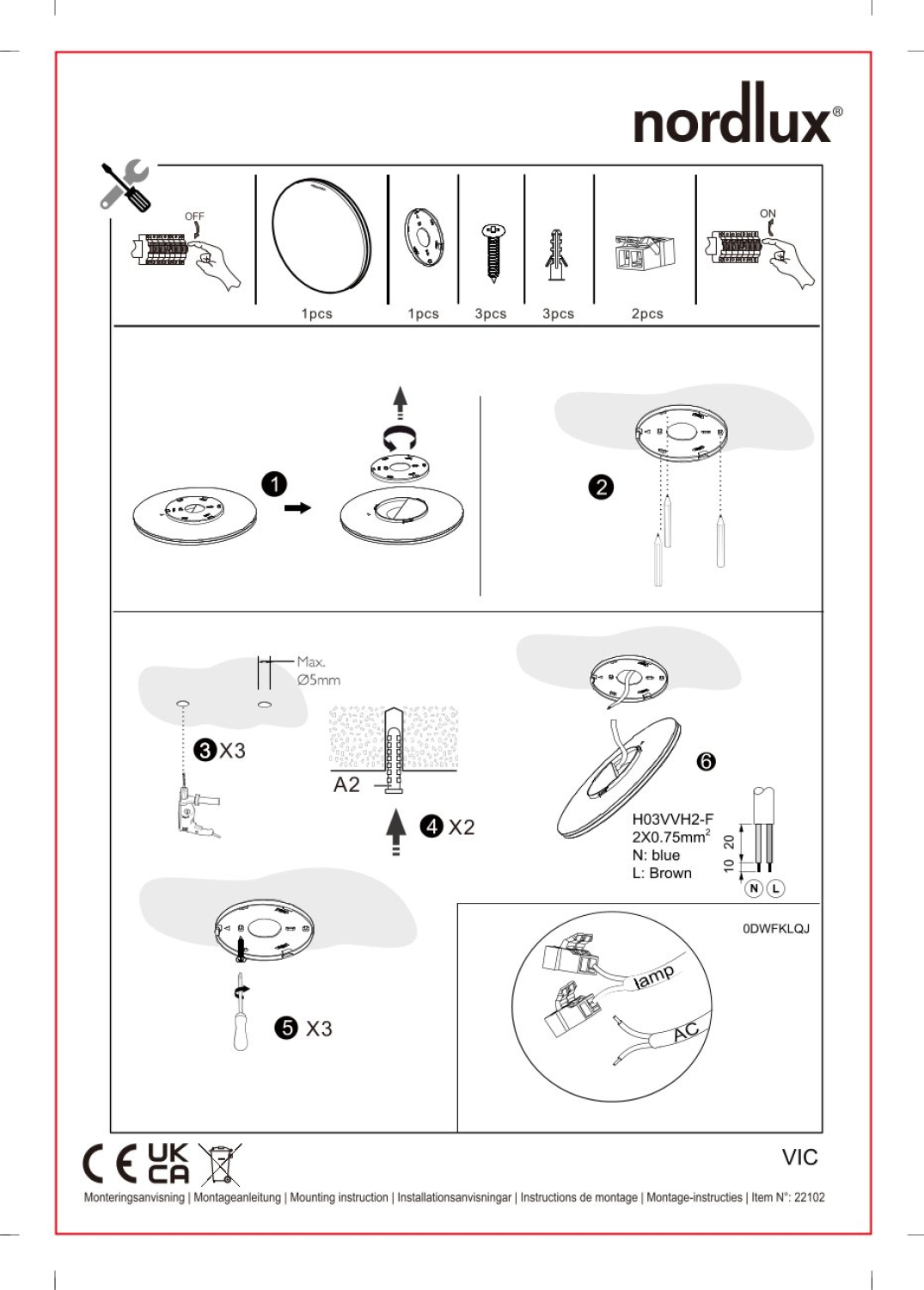 Nordlux LED Deckenleuchte VIC 35 3000K 36W IP40 Badleuchte 3200Lm 2210236001