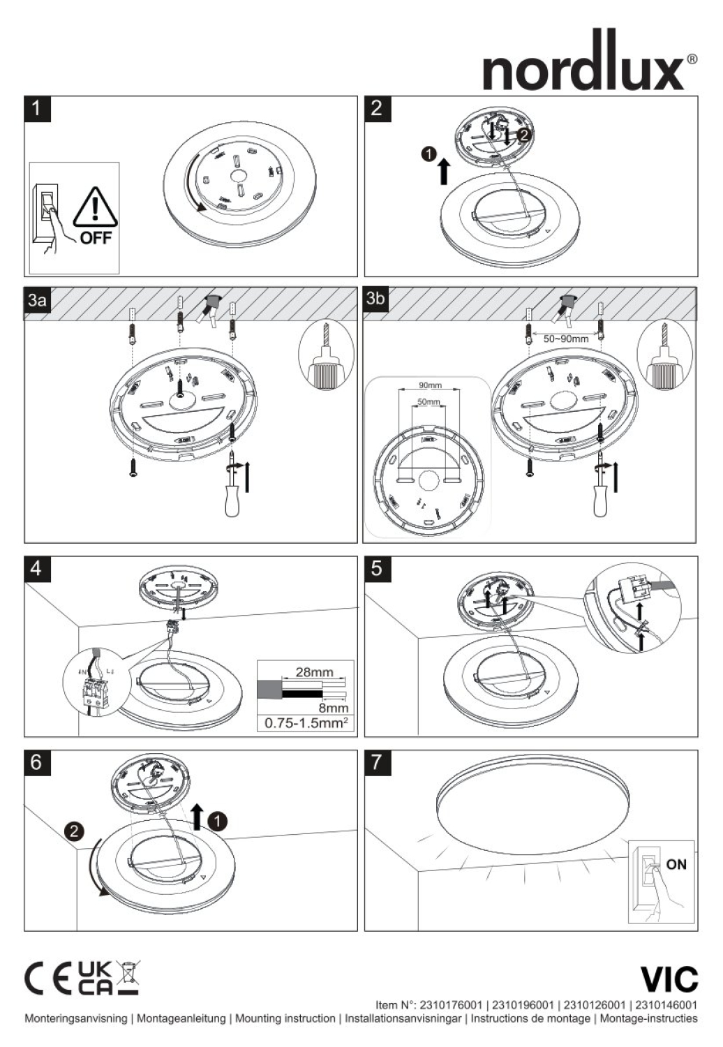 Nordlux LED Deckenleuchte VIC 35 3000K 32W 3200Lm warmweiß 2310146001