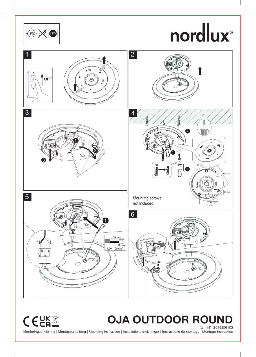 Nordlux LED Deckenleuchte Oja 29 Outdoor Round IP54 3000K 14W schwarz 2618256103
