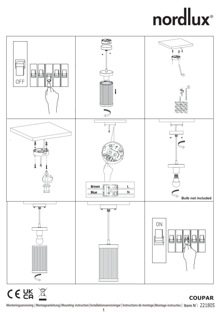 Pendelleuchte Coupar Nordlux E27 Sandfarbig Pendel IP33 2218053008