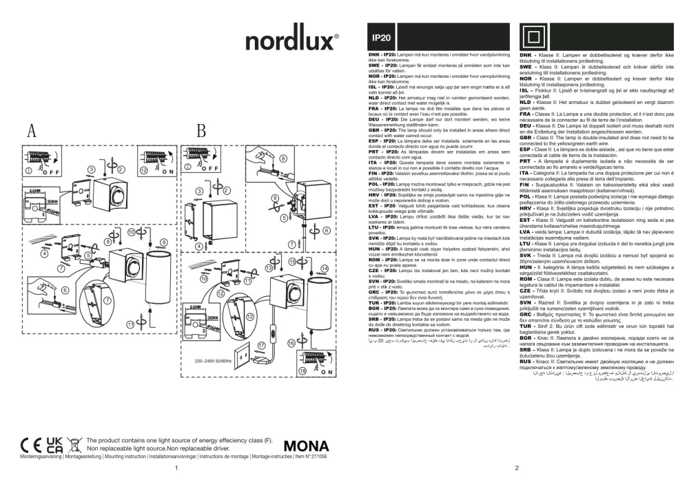 Nordlux LED Wandleuchte Mona Weiss RA90 2700K 3-stufiges Moodmaker™-Dimmen 2110561001