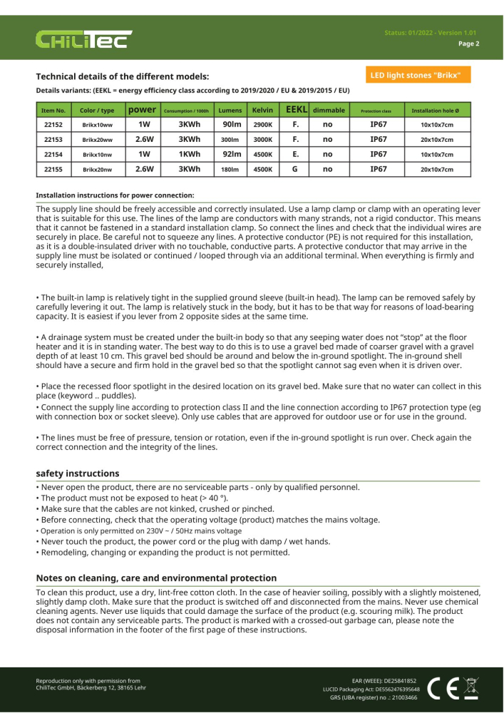 LED Bodeneinbauleuchte SETT-20 Bodenspot 3000K warmweiß 20x10