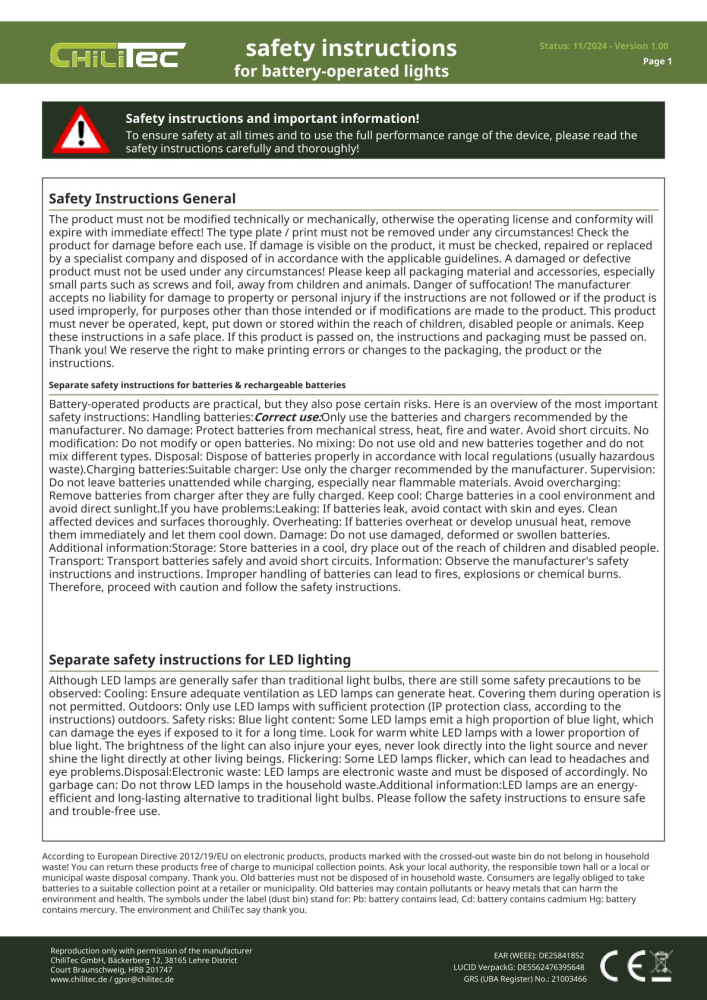 LED Akkuleuchte "CT-AKL3" CCT 3000/4000/6000K Klemmleuchte weiss 24050