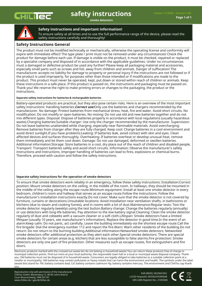 ChilItec Magnetisches Befestigungs-Set für Rauchmelder & Gasmelder 21815