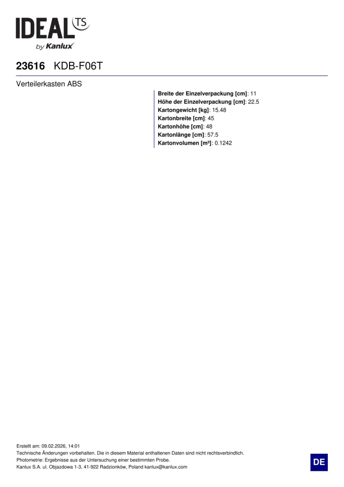 Unterputzverteiler ABS KDB F06T Verteilerkasten 6 Module 23616