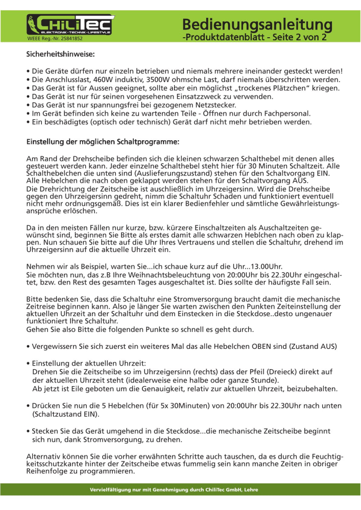 Gartensteckdose IP44 2-fach mit Zeitschaltuhr, Erdspieß, 10m Kabel 22033