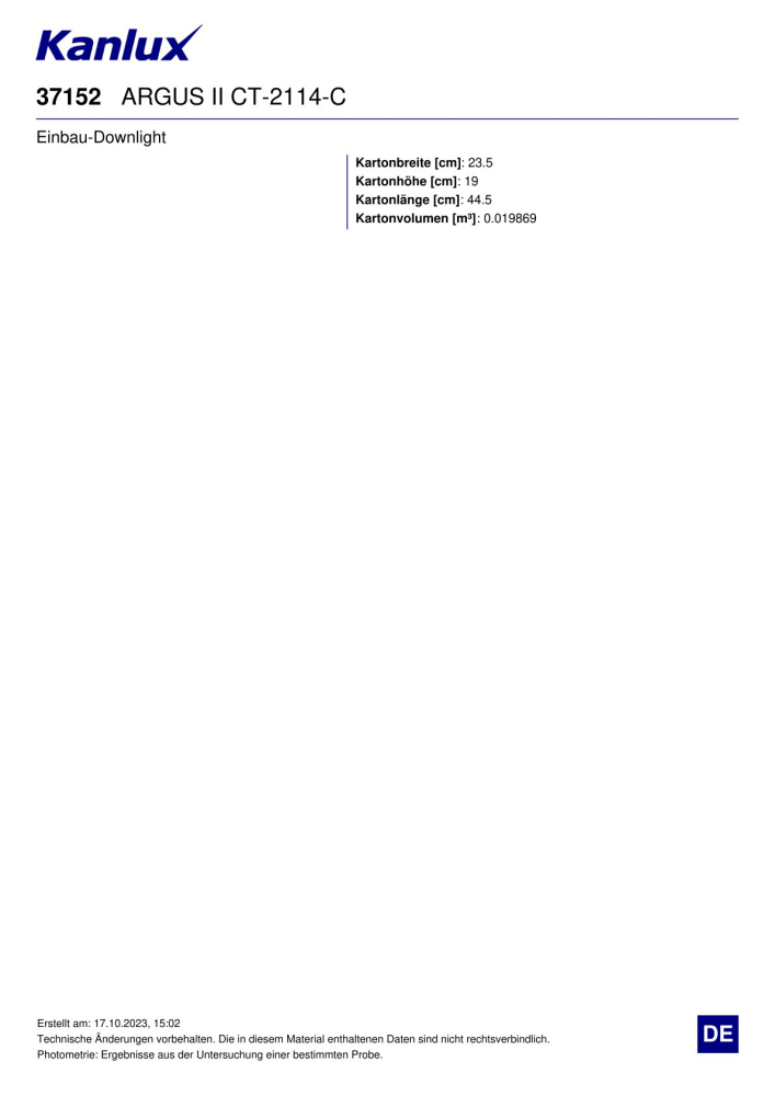 Deckeneinbauleuchte ARGUS II CT-2114-C chrom 37152