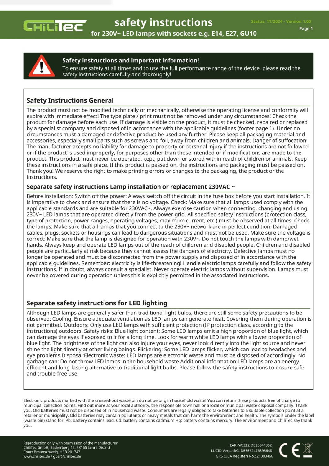 ChiliTec LED Strahler GU10 "W90" warmweiß 825lm 9W 100° 3030K 23878