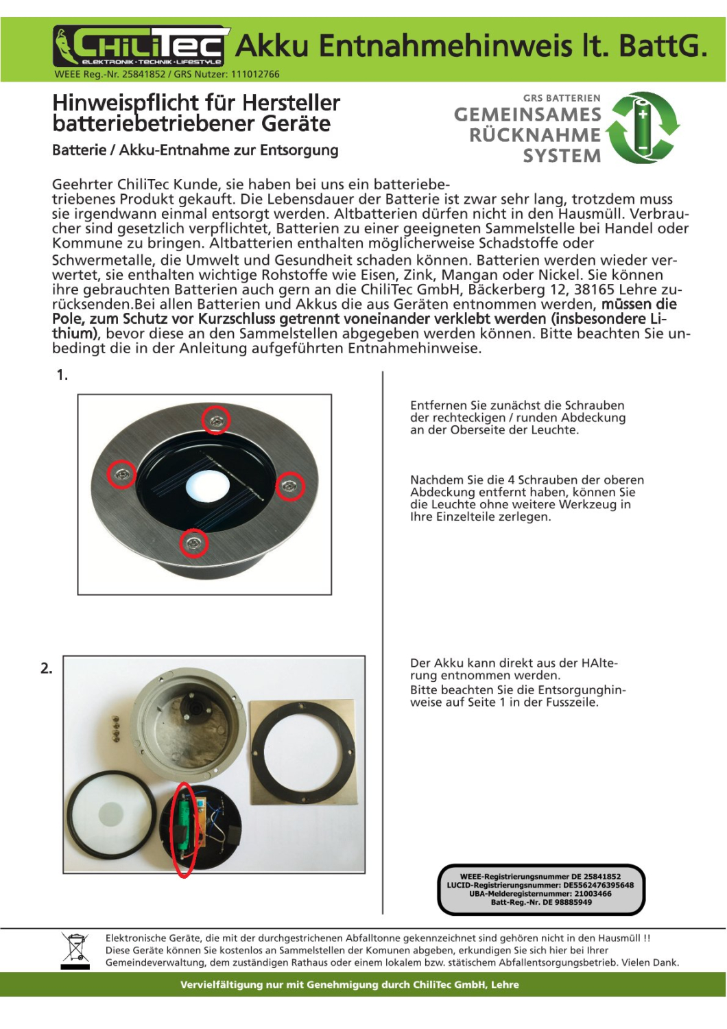 ChiliTec Solar LED Bodenstrahler "CTB-E" eckig IP44 Edelstahl-Front 20839